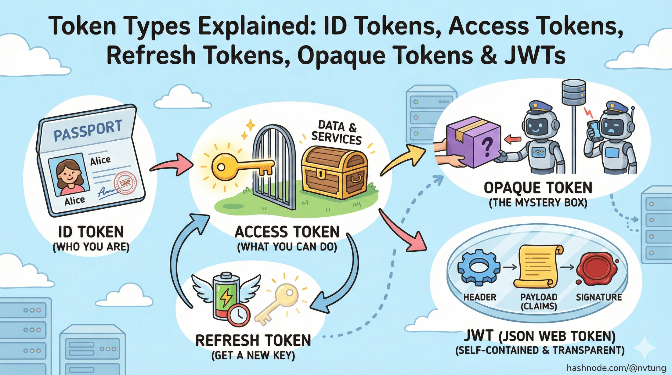 Token Types Explained: ID Tokens, Access Tokens, Refresh Tokens, Opaque Tokens & JWTs