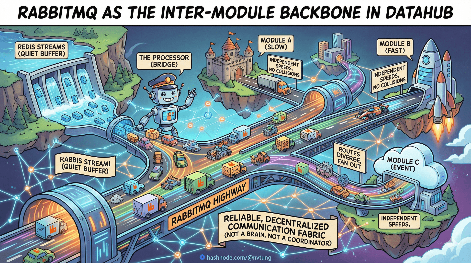 RabbitMQ as the Inter-Module Backbone in Datahub